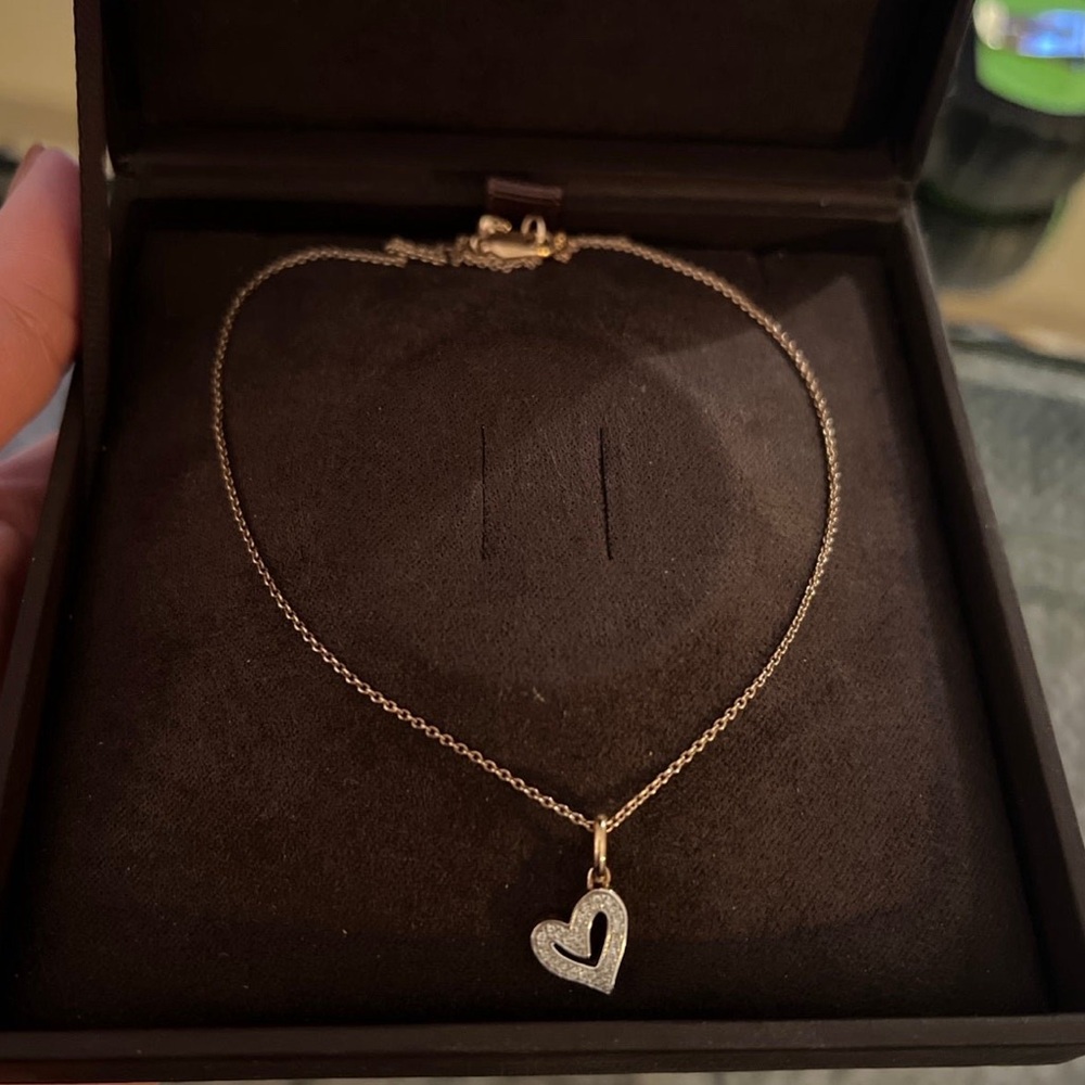Monica Vinader 18kt Rose gold Vermeil chain with real diamond pave heart